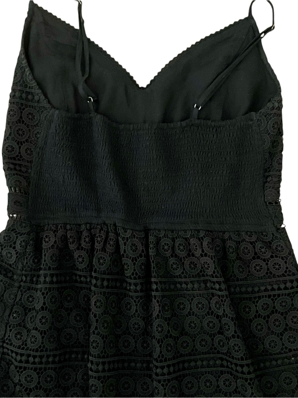 Abercrombie & Fitch Black Crochet Lace Cutout Mini Dress Size L - Picture 6 of 8